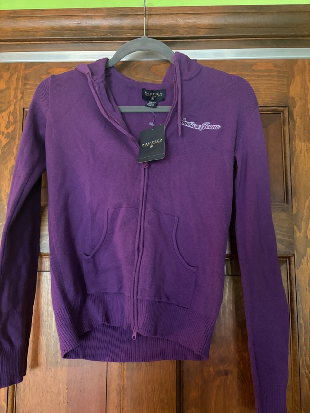 Nautica Purple Zip-Up Hooded Sweatshirt